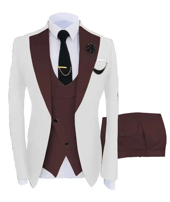Color: black, Size: XL - 3pcs Men Coat Business Formal Slim Fit Suit Costumes Pour Homme Set Party Vest Pants Wedding Blazer Verde Hombre Terno Masculino