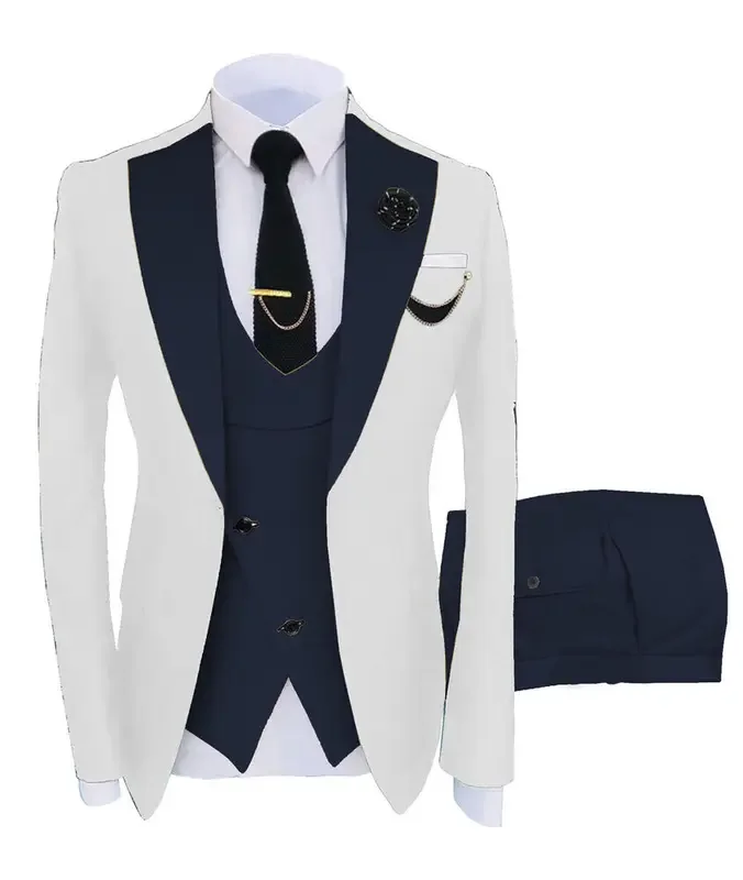 Color: black, Size: XL - 3pcs Men Coat Business Formal Slim Fit Suit Costumes Pour Homme Set Party Vest Pants Wedding Blazer Verde Hombre Terno Masculino