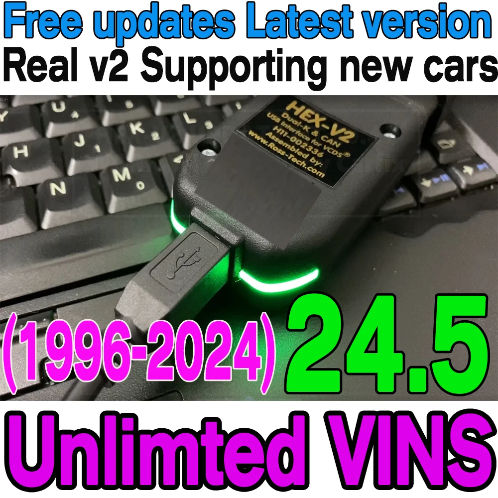 Language: Portuguese - 2024 Newest Unlimited VINs VCDS Auto com Diagnostic Coding VAG COM VAG HEX V2 Hardware Interface FOR VW AUDI Skoda Seat Real V2