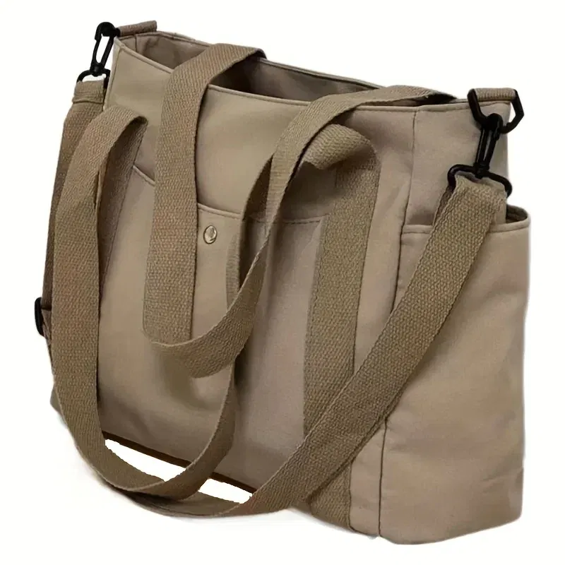 Color: Blue - Large Capacity Nylon Crossbody Bag Casual Solid Color Messenger Shoulder Bag with Removable Strap