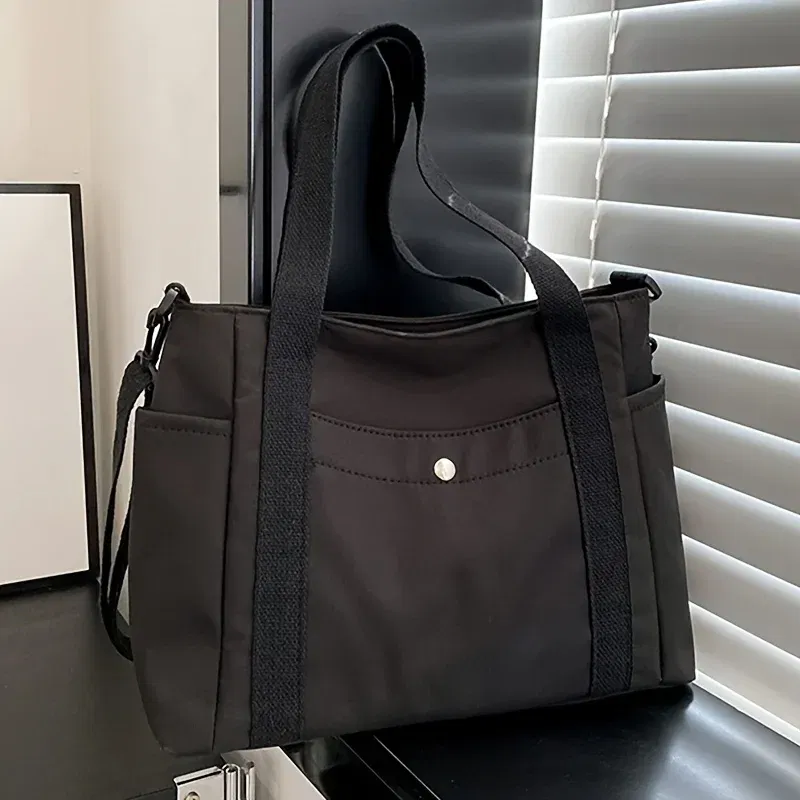 Color: Blue - Large Capacity Nylon Crossbody Bag Casual Solid Color Messenger Shoulder Bag with Removable Strap
