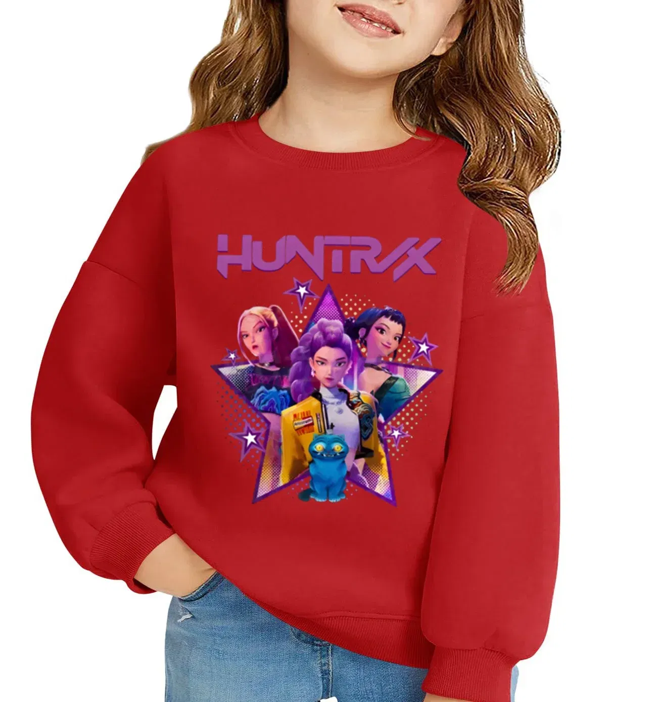 Color: Brown, Kid Size: 5 - KPop Demon Hunters Huntrix Sweatshirts Kids Clothes Long Sleeve Autumn Pullover Boys Girls Hoodies Children Casual O-Neck Tops