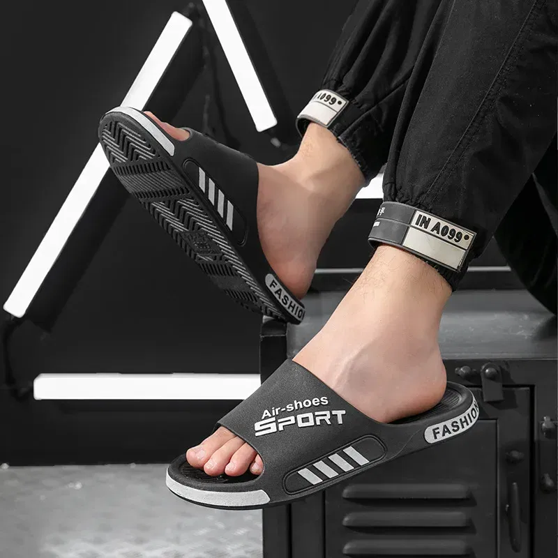 Color: Blue, Shoe Size: 6.5 - Fashion Men's Slippers PVC Soft Sole Non-slip Slides Casual Outdoor Beach Flip Flops Home Bathroom Couples Slippers New Sandal