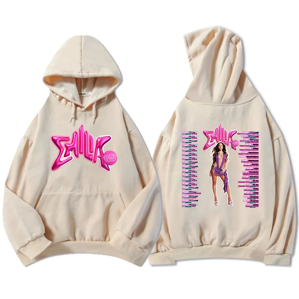 Color: Ivory, Size: S - Emilia Mernes MP3 Hoodies Winter Long Sleeve Hooded Pullovers Men Clothes Fleece Pocket Singer Graphic Sweatshirts Print Hoody