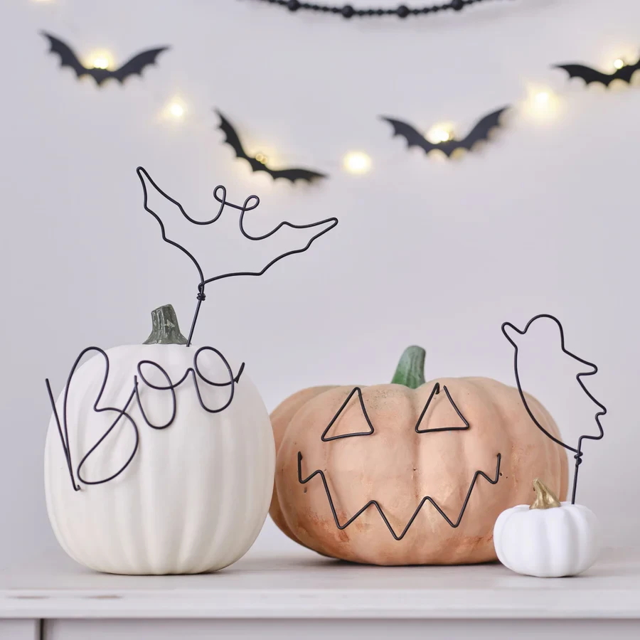 Halloween Decorations - Pumpkin Spice Wire Pumpkin