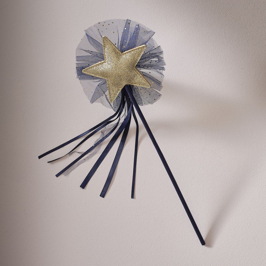 Wizard Wand - Fancy Dress Navy & Gold Star