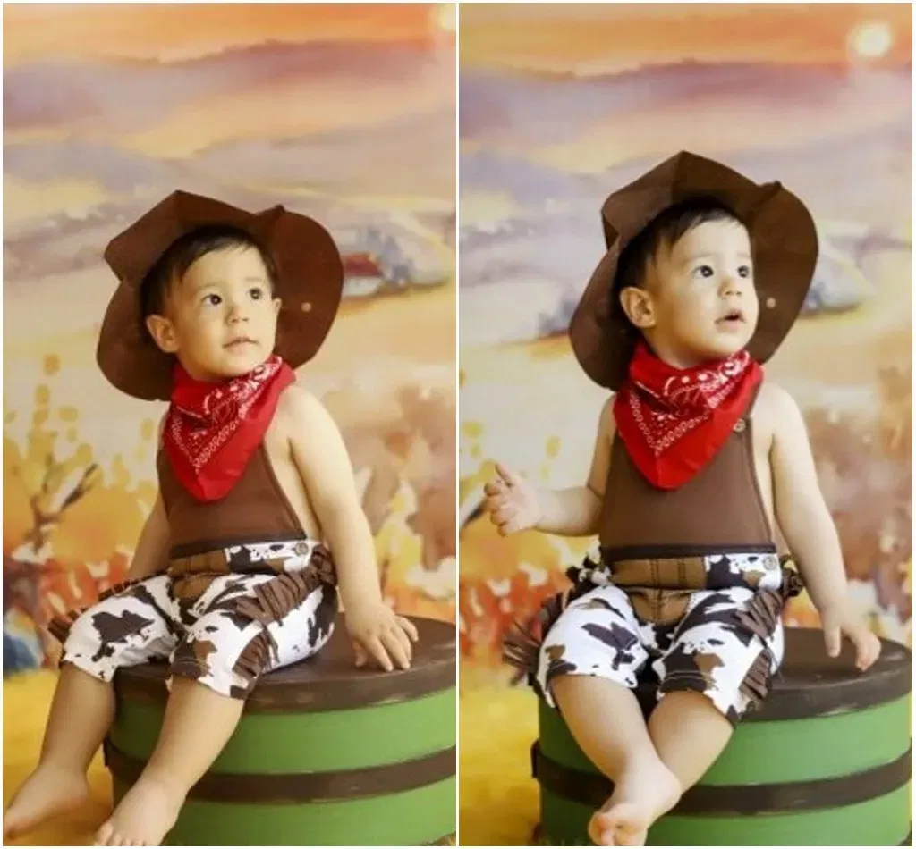 Color: Turquoise, Kid Size: 24M - Baby Boy Clothes cowboy Costume Infant Toddler Cowboy Set 3Pcs Hat Scarf Romper Halloween Event Birthday Holiday Cosplay Outfits
