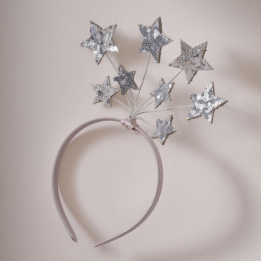 Fancy Dress Headband - Pink & Silver Sequin Star