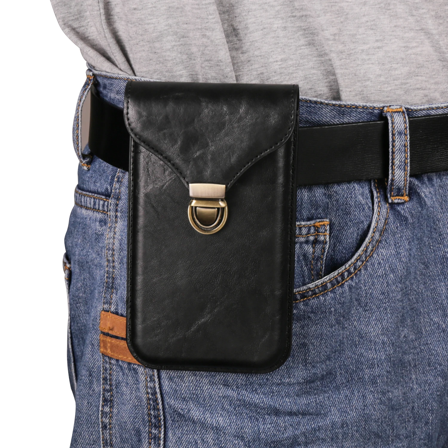 Color: Beige, Material: ABS - Leather Phone Belt Clip Case Holder For iPhone 16 15 Plus 14 13 12 11 Pro XS Max Redmi Note 10 Men Waist Bag Holster Pouch Cover