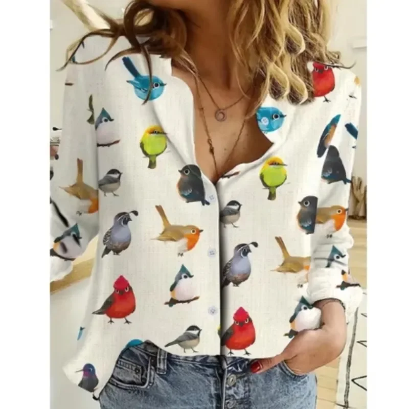 Color: Khaki, Size: 5XL, Ships From: CHINA - Women New Christmas Shirt Cute Christmas Tree Santa Claus Print Blouses Casual Long Sleeve Button Tops Autumn Blouses Ladies