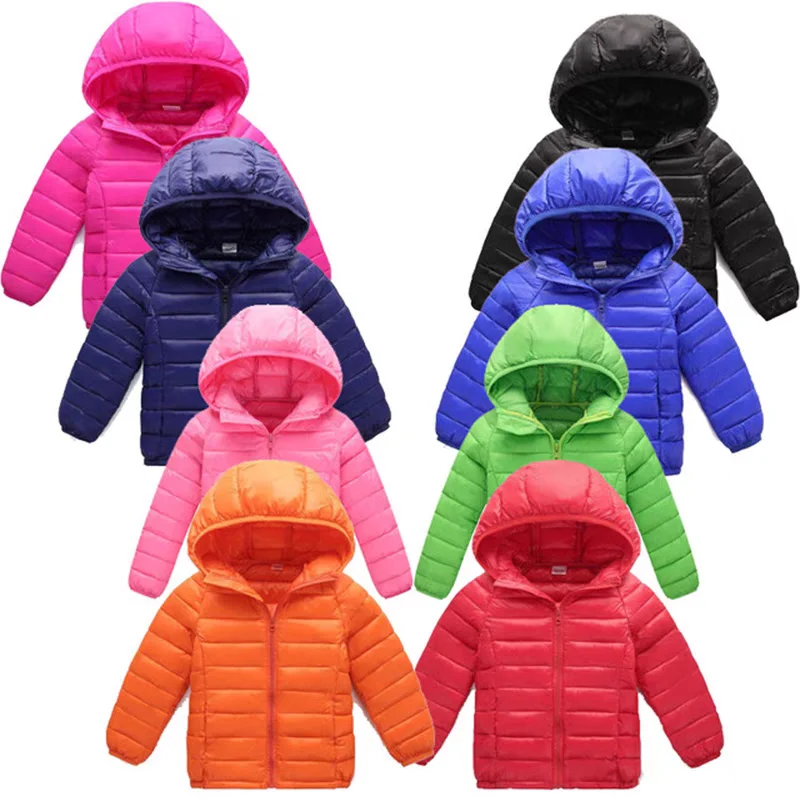 Color: black, Kid Size: 4T - Boys Girls Autumn Down Coats Kids Winter Windproof Jackets Children Solid Color Hooded Outerwear Teenager Fashion Warm Clothing