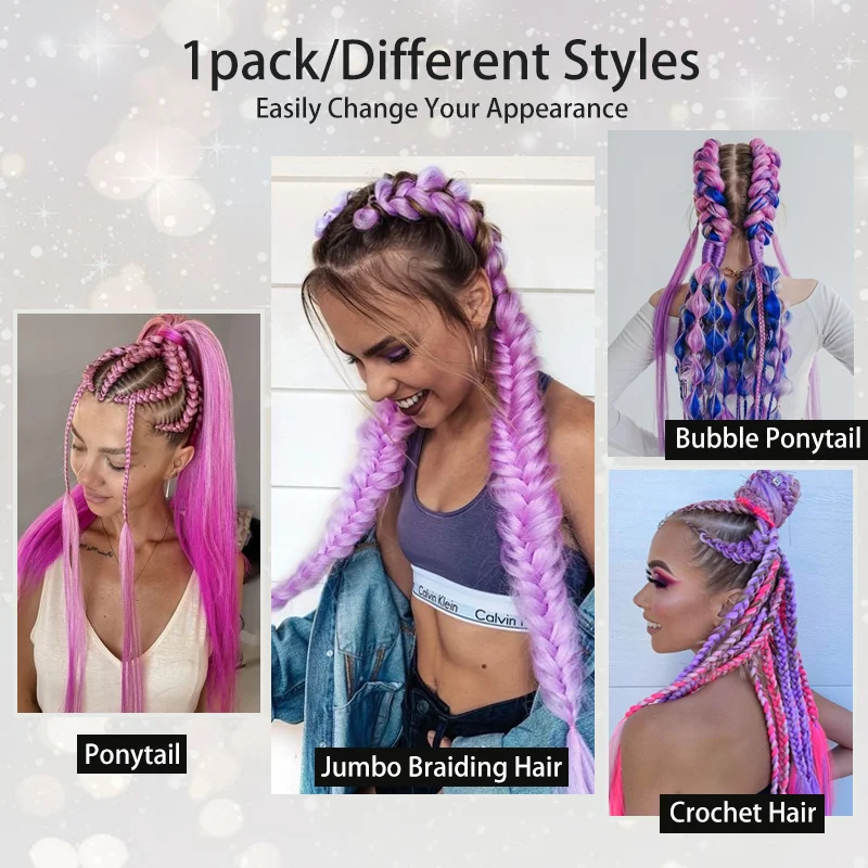 Color: 4/27HL, Stretched Length: 26inches - LUPU Synthetic Ponytail Extension with Elastic Tie Hair Band 26" Long Straight Colored Braiding Ponytail Ombre Pink Purple Blue