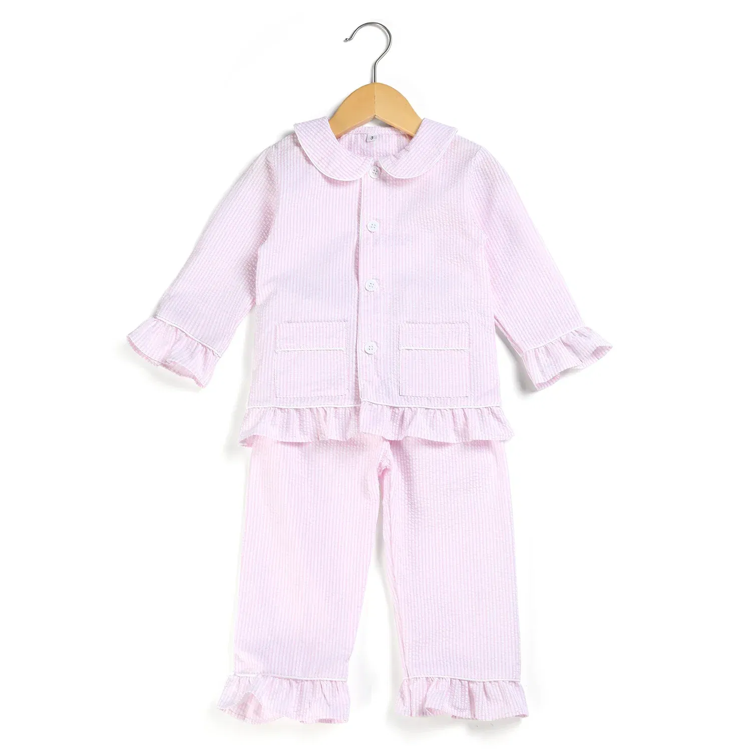Color: Dark Grey, Ships From: CHINA, Kid Size: 8T - Ruffkids 100% Cotton Summer Kids Pajamas Sleepwear Seersucker Striped Matching Pjs Boys Clothes Loungewear Girls Pyjamas Set