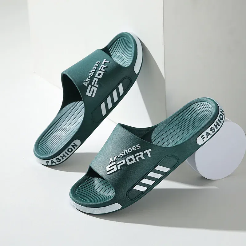 Color: SKY BLUE, Shoe Size: 3.5 - Fashion Men's Slippers PVC Soft Sole Non-slip Slides Casual Outdoor Beach Flip Flops Home Bathroom Couples Slippers New Sandal