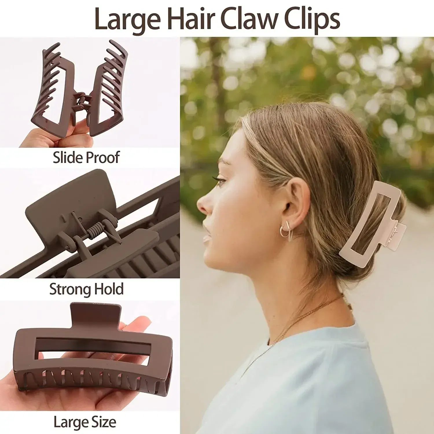 Color: green - Korean Large Claw Clips Women Plastic Claw Clips Black Matte Clip Hair Claw Non-slip Crab Hairpins Fashion Beach HairAccessories