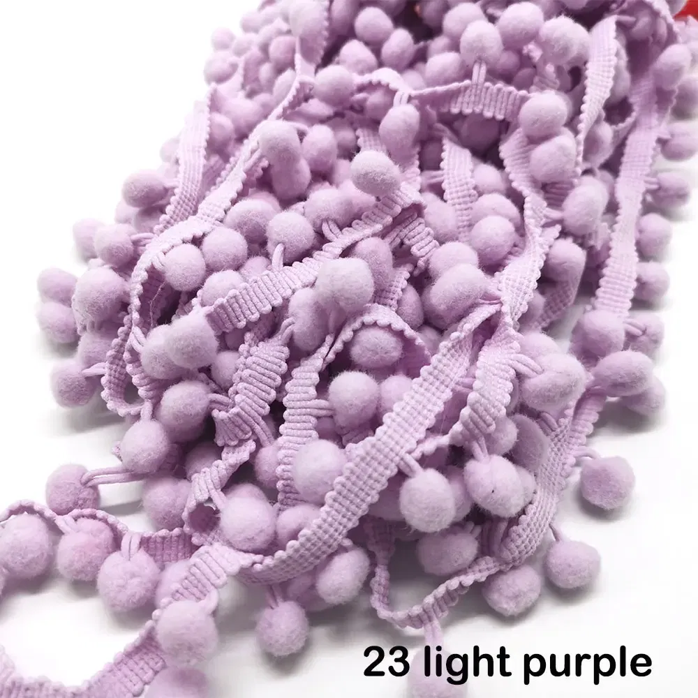 Color: Lilac, Size: M - 1-5yard Pom pom Fringe Lace Ribbon Pompom Trim Ball Fabric DIY Sewing Tassel Lace Kintted Fabric Handmade DIY Craft Accessorie