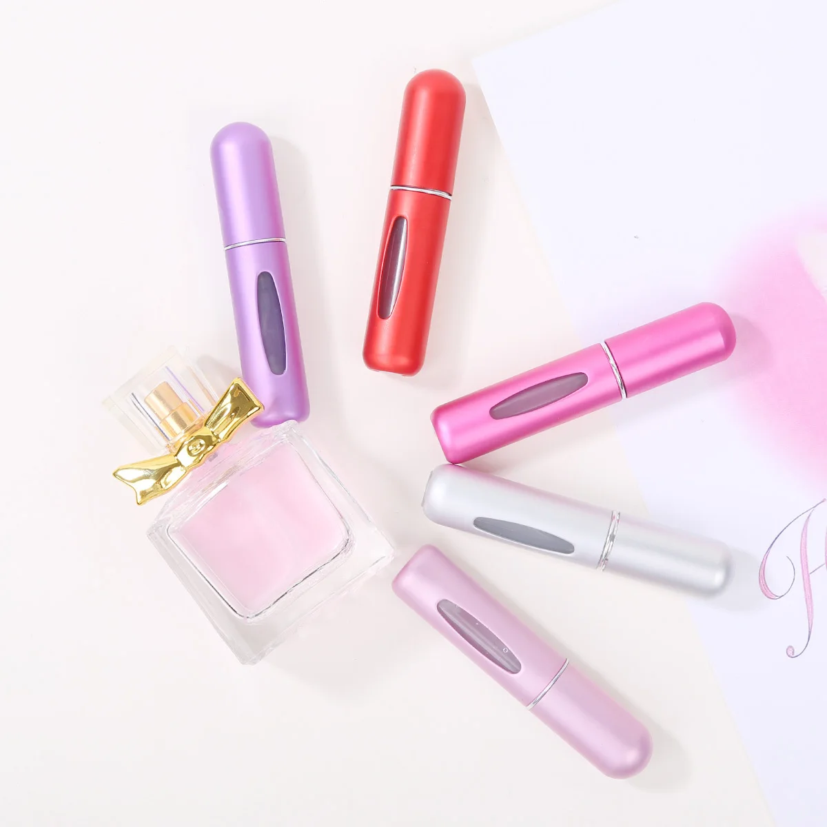 Color: Chocolate - 5ml Perfume Refill Bottle Portable Mini Refillable Spray Jar Scent Pump Empty Cosmetic Containers Atomizer for Travel Tool Hot