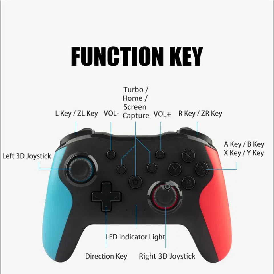 Color: GOLD - GAMINJA NS009 Bluetooth Game Controller Wireless Gamepad For Nintendo Switch Console PS3 PC Windows 7 10 Dual Vibration Joystick