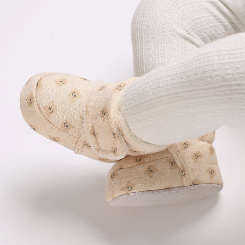 Color: black, Baby Age: 7-12 Months - Winter New Cute Cartoon Baby Booties Boy Girl Boots Cotton Soft-Sole Non-Slip Warm Toddler First Walkers Infant Crib Shoes