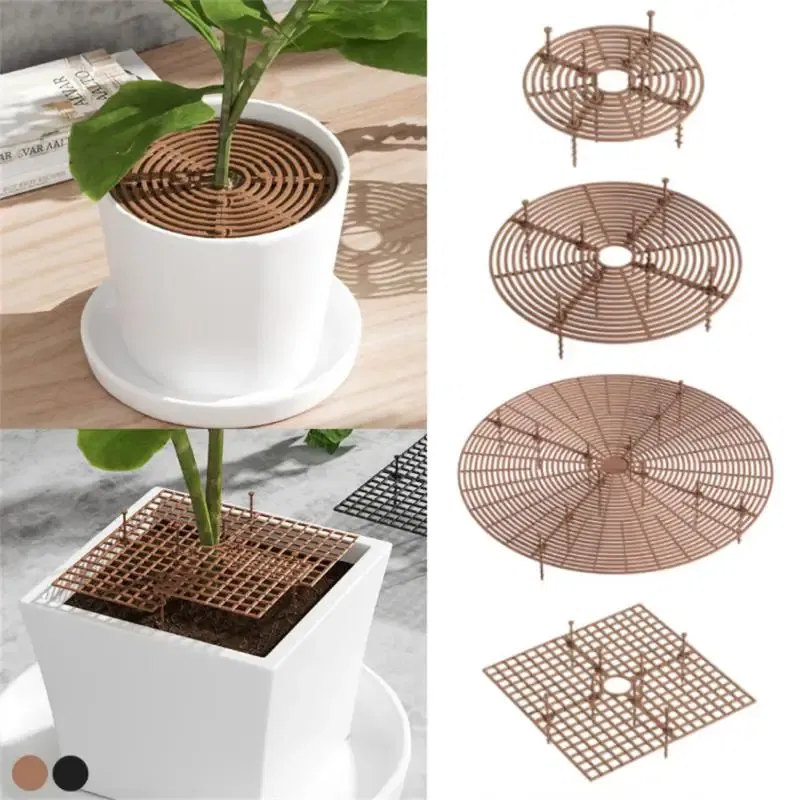 Color: Beige, Ships From: CHINA - Plant Pot Soil Guard With Nails Plant Pot Grid Flower Pot Cover Baby Safety Mouse Plant Protector Repel Cats Garden Household