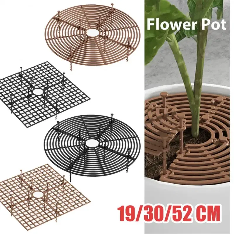 Color: Beige, Ships From: CHINA - Plant Pot Soil Guard With Nails Plant Pot Grid Flower Pot Cover Baby Safety Mouse Plant Protector Repel Cats Garden Household