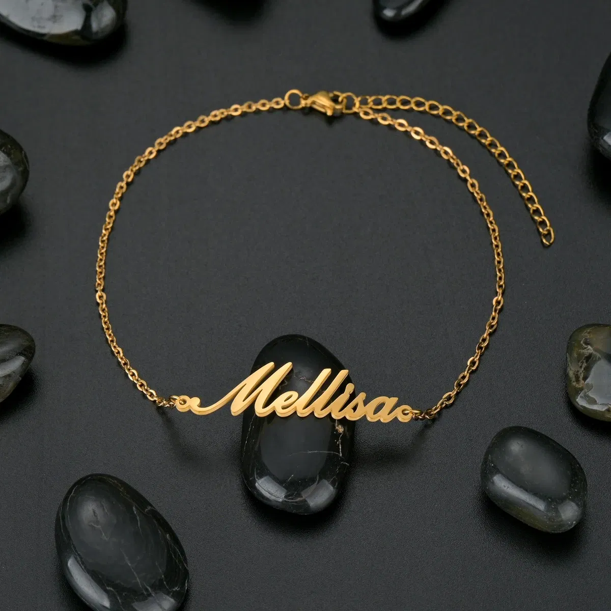 Metal Color: Black Zinc Plated, Length: 17.5cm, Main Stone Color: Silver - Atoztide Personalized Custom Name Bracelet for Women Men Stainless Steel 10mm Cuban Chain Nameplate Handmade Bangle Jewelry Gift