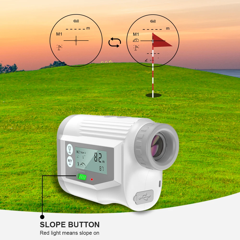 Color: Gold - NOHAWK Golf Laser Rangefinder USB Rechargeable with Slope Compensation For Golfer Range Finder Hunting Monocular