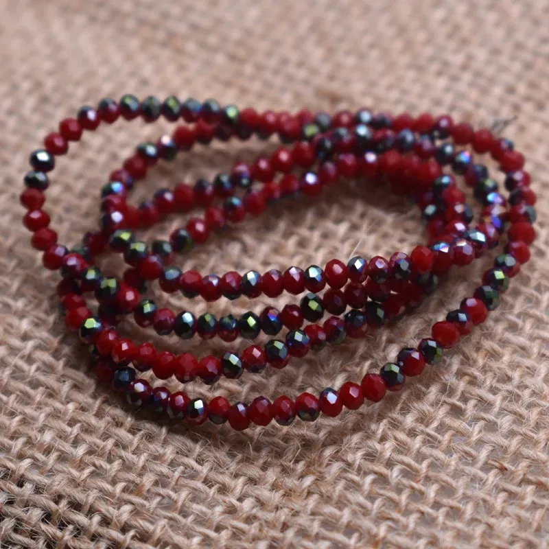 Color: plum - Shining Red Purple White color 2*2mm 160pcs Rondelle Austria faceted Crystal Glass Beads Loose Spacer Beads for Jewelry Making