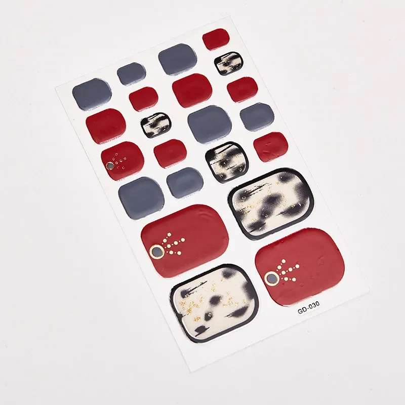 Color: Bronze red - 22 Tips/Sheet Valentines Loveliness Full Cover Nail Stickers Fashion Nail Stickers Nail Sticker Set Designed Nail Tape Shiny