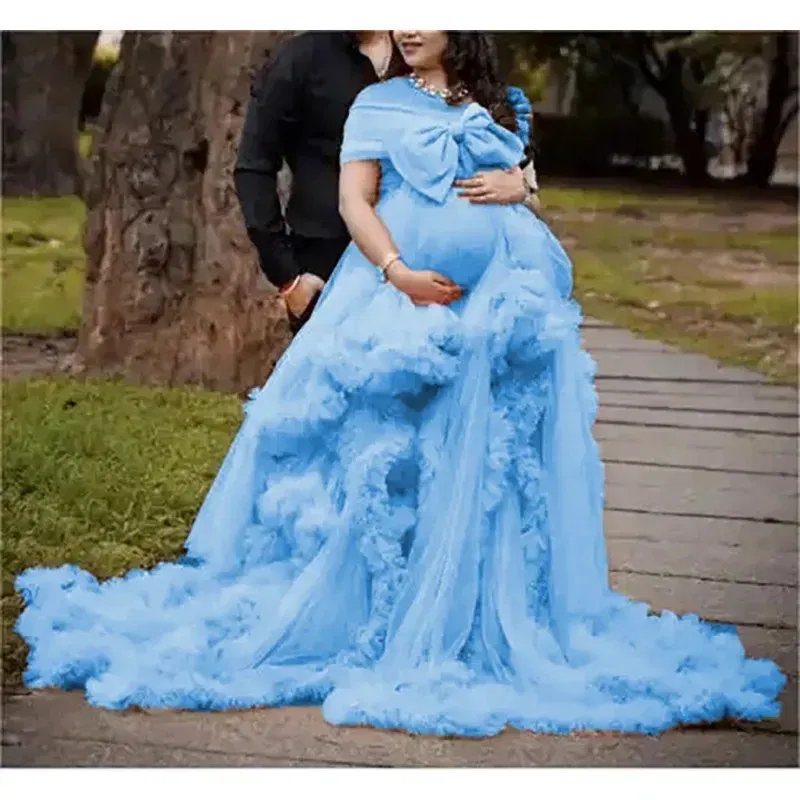 Color: Lotus Color, Maternity Size: 14, Ships From: CHINA - BIG BOW Tulle Ruffle maternity dresses photoshoot baby shower п?»?°?‚ь?µ д?»я ?±?µр?µм?µнн?‹?… فس?§تي?†