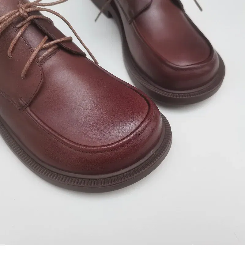 Color: black, Shoe Size: 8.5 - Careaymade-Genuine leather big head wide version men's English lace up leather shoes business leisure original single shoes