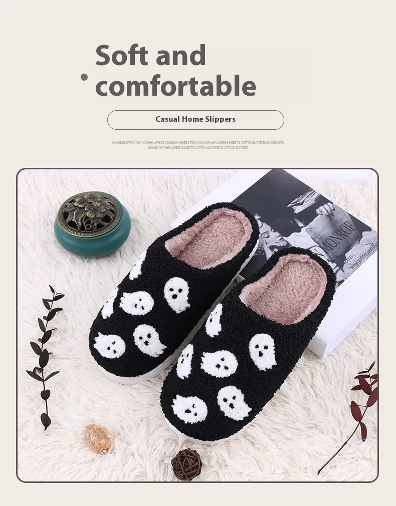 Cute Ghost Cartoon Home Cotton Shoes