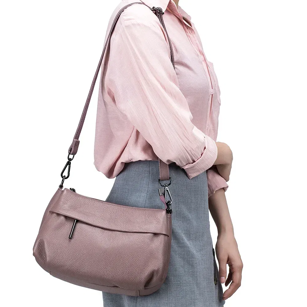 Color: Beige - High Quality Real Leather Handbag Ladies' Genuine Leather Shoulder Bags Women's Casual Messenger Bags Versatile Crossbody Bag