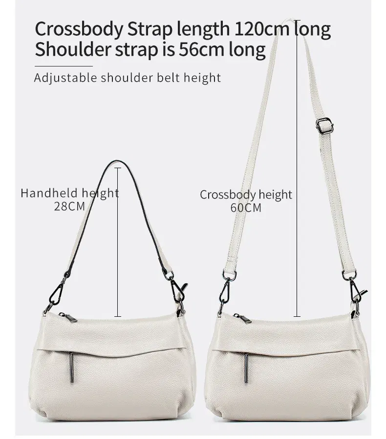 Color: Beige - High Quality Real Leather Handbag Ladies' Genuine Leather Shoulder Bags Women's Casual Messenger Bags Versatile Crossbody Bag