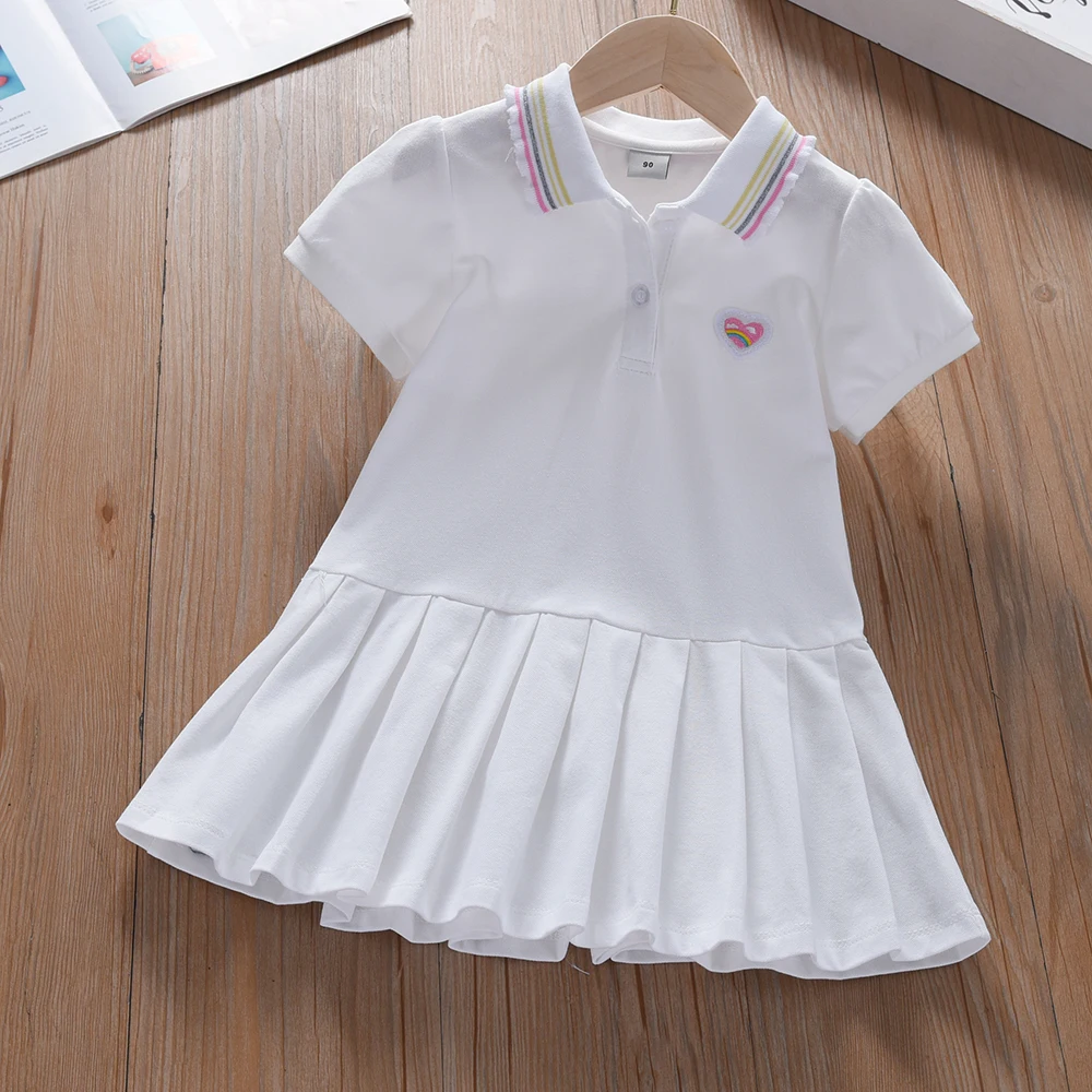 Color: Beige, Kid Size: 3T - Toddler Girls' Dress Ages 2-6 Yellow Collared Summer Cotton Clothes for Children Cute Casual Outfit