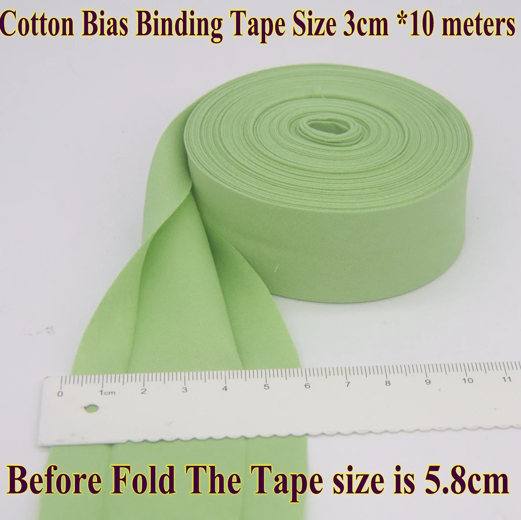 Color: Brass, Size: L - Cotton Bias Binding Tape Size 3cm *10meter  Solid Color DIY Handmade Sewing Material Bias Tape