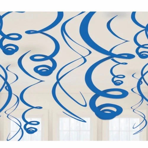 Hanging Swirls Decoration Royal Blue - Pack of 12