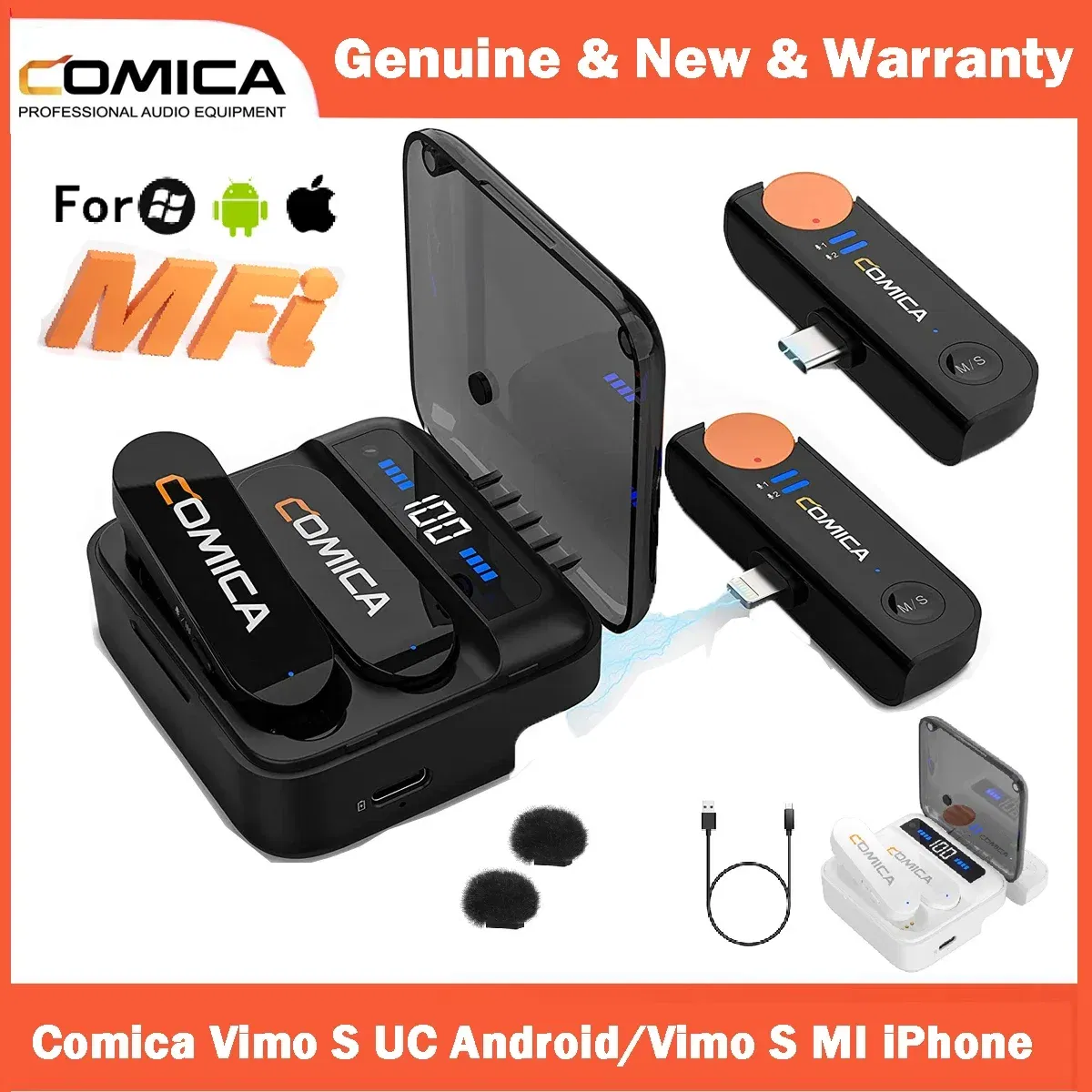 Color: WHITE, Ships From: CHINA - Comica Vimo S Wireless Lavalier Microphone 2.4G Compact  Wireless Lapel Microphone With Charging Case for iPhone Android Phone