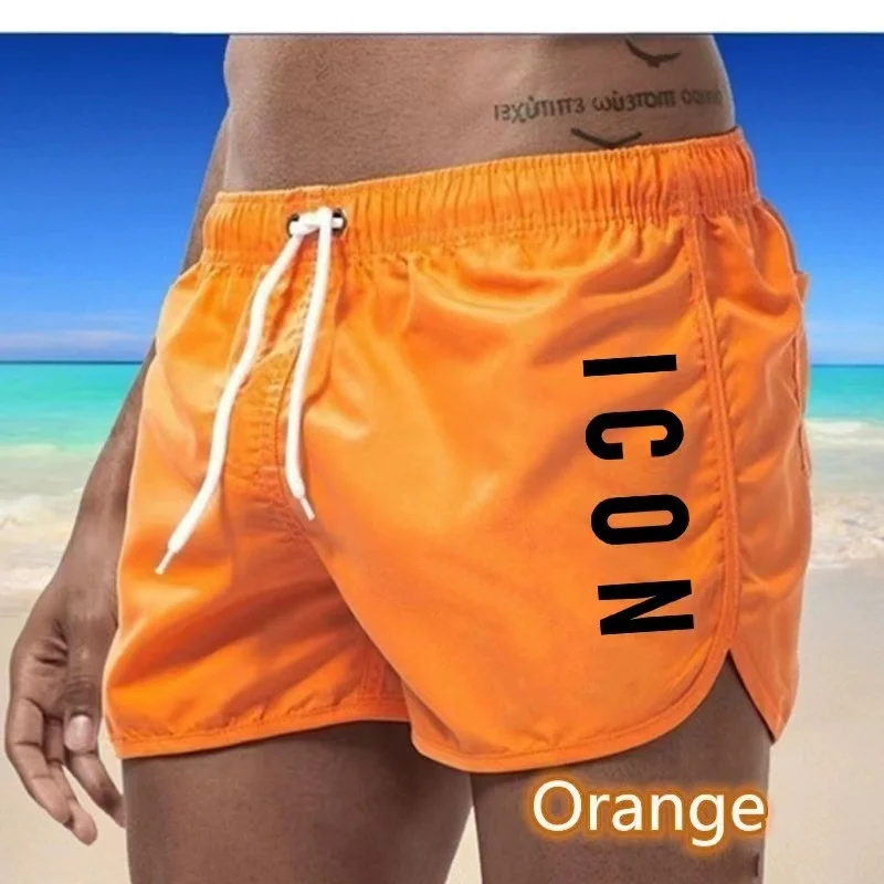 Color: Black, Size: M - ICON Summer men's luxury beach pants clothing quick dry gym jogging sexy shorts vacation casual swimming trunks