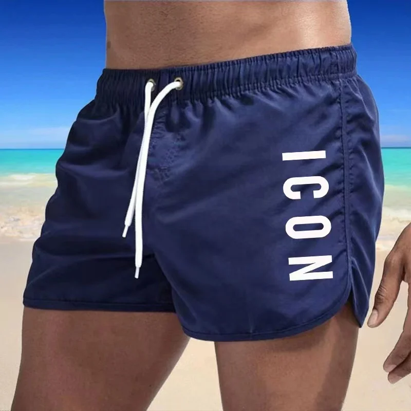 Color: Black, Size: M - ICON Summer men's luxury beach pants clothing quick dry gym jogging sexy shorts vacation casual swimming trunks