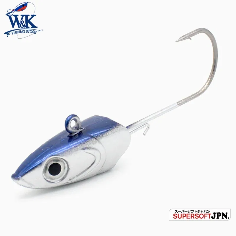 Color: light green - WK Strong 8/0 90g and 6/0 60g Jig Hooks Big Jig Head for Soft Lure Weighted Fishing Hooks Colorful JIGS