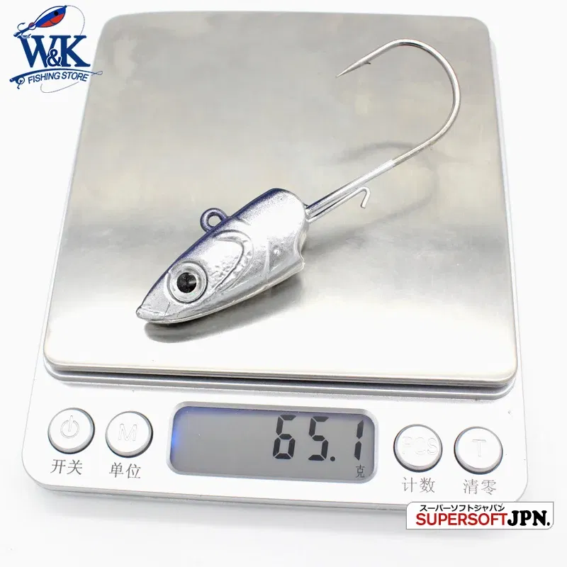 Color: light green - WK Strong 8/0 90g and 6/0 60g Jig Hooks Big Jig Head for Soft Lure Weighted Fishing Hooks Colorful JIGS