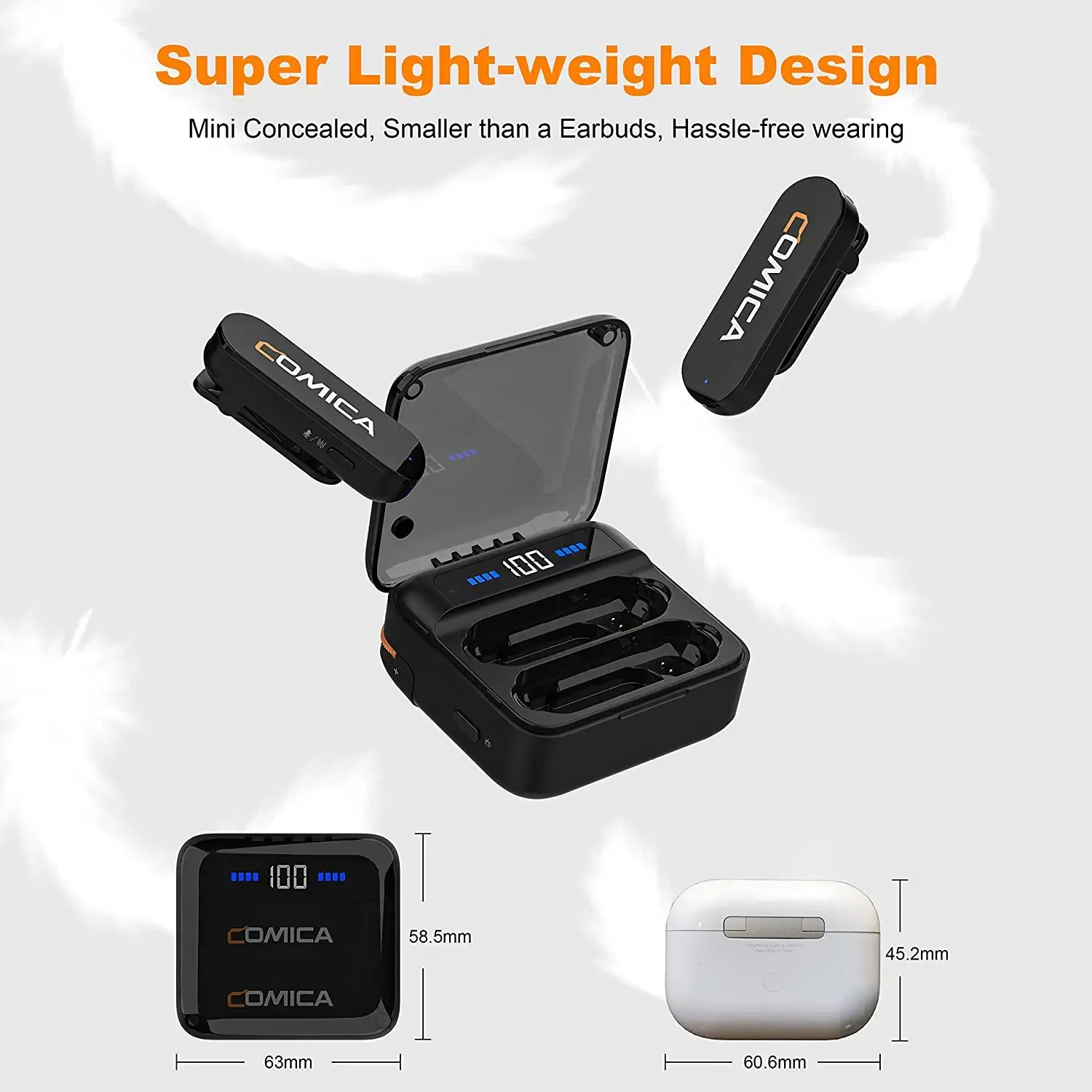 Color: Black, Ships From: CHINA - Comica Vimo S Wireless Lavalier Microphone 2.4G Compact  Wireless Lapel Microphone With Charging Case for iPhone Android Phone