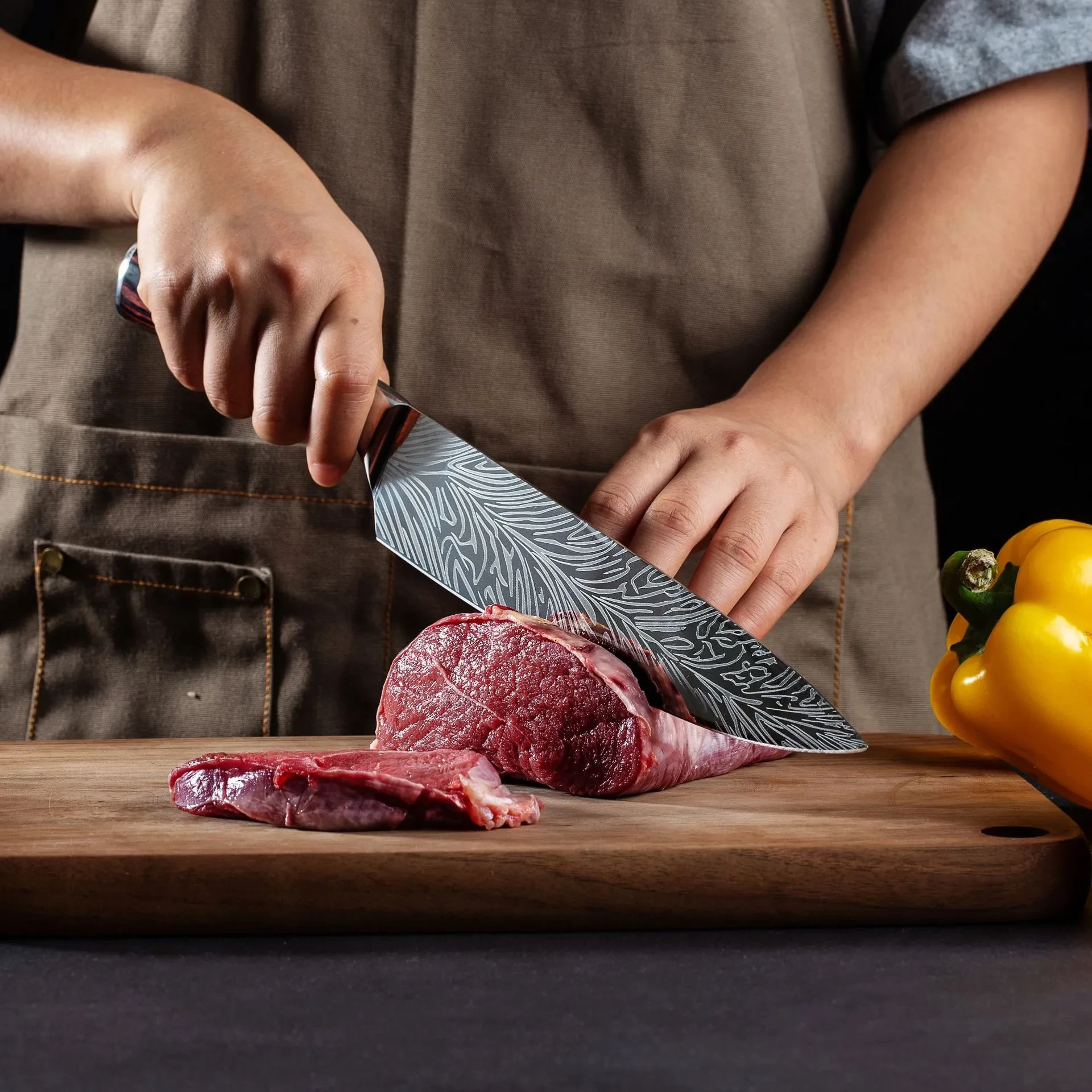 Stainless Steel Chef Damascus Grain Kitchen Knife