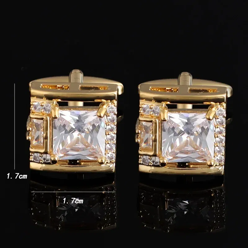 Metal color: Imitation Rhodium Plated - Tough Square Zircon Stone Cufflinks for Man Luxury Shirt Suit Cufflinks Black stone Cufflinks Gift Accesories for Man