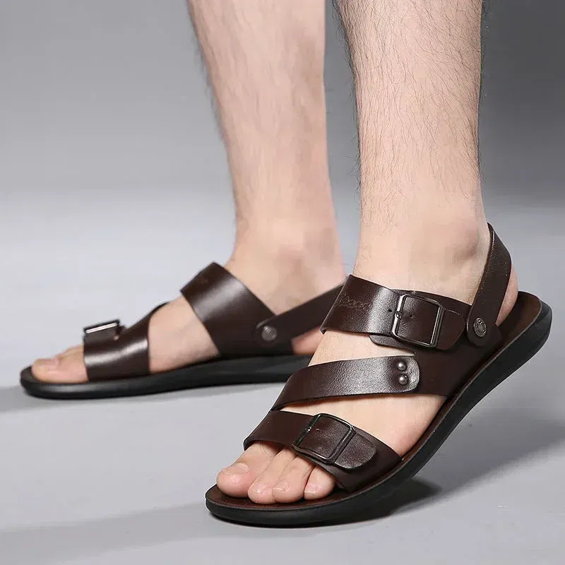 Color: Black, Shoe Size: 39 - Men's Sandals Wholesale Summer Soft soled Anti slip Beach Shoes Men's Large New Casual Beach Outwear Sandals