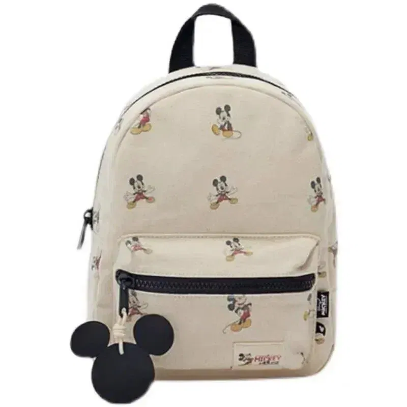 Color: Brown - Disney New Mickey Cartoon Fashion Backpack Women's Minnie Canvas School Bag Boys and Girls Fashion Large Capacity Backpack