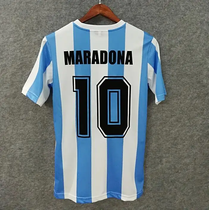 Color: Blue, Size: 4T - Soccer Jersey - Blue & White Stripes Maradona #10 Legendary Player Tribute Must - Have for Football Fans