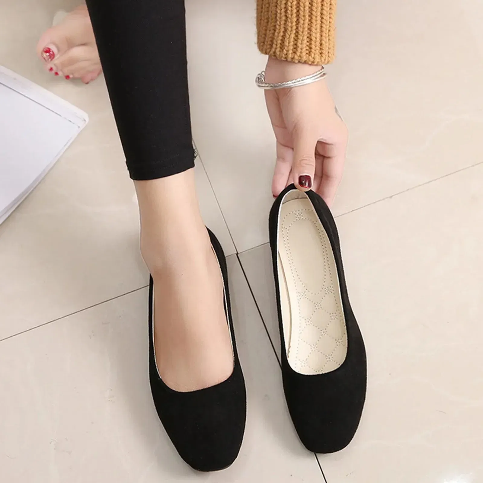 Shoe Size: 41, Color: black - Women Ladies Slip On Flat Shoes Sandals Casual Ballerina Shoes Size Women'S Solid Color Thin Sole Casual Shoes