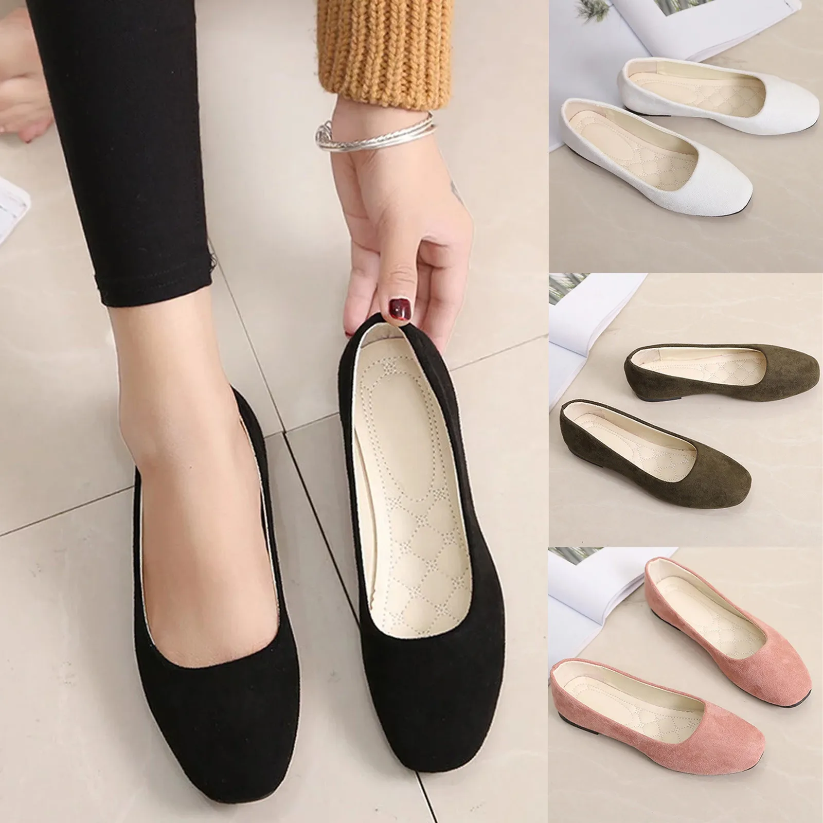 Shoe Size: 41, Color: black - Women Ladies Slip On Flat Shoes Sandals Casual Ballerina Shoes Size Women'S Solid Color Thin Sole Casual Shoes